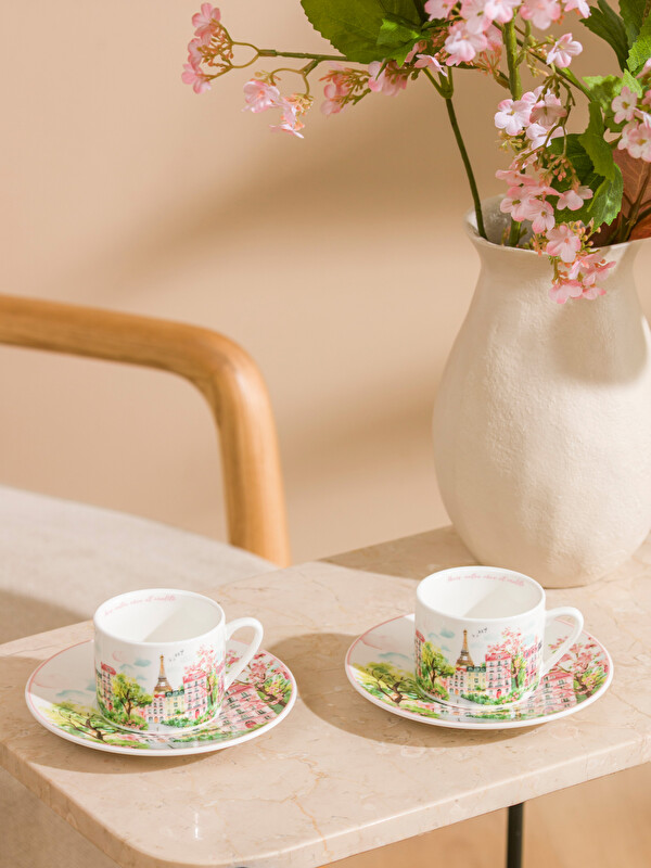 LCW HOME Baskılı 2 Kişilik Porselen Kahve Fincan Takımı 110 ml