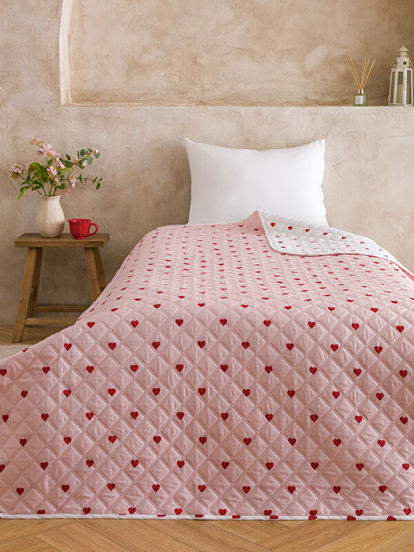 LCW HOME Kalp Desenli Tek Kişilik Yatak Örtüsü 160x220 cm