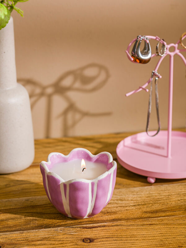LCW HOME Floral-motif glass candle holder, 9 cm.