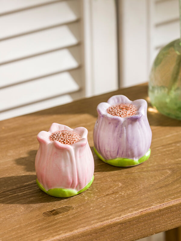LCW HOME Tulip Patterned Ceramic Salt and Pepper Shaker