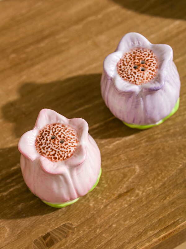 LCW HOME Tulip Patterned Ceramic Salt and Pepper Shaker - S6CP02Z8
