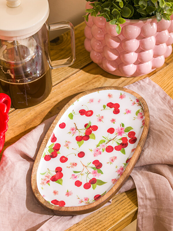 LCW HOME Kiraz Baskılı Ahşap Sunum Tabağı 25 cm