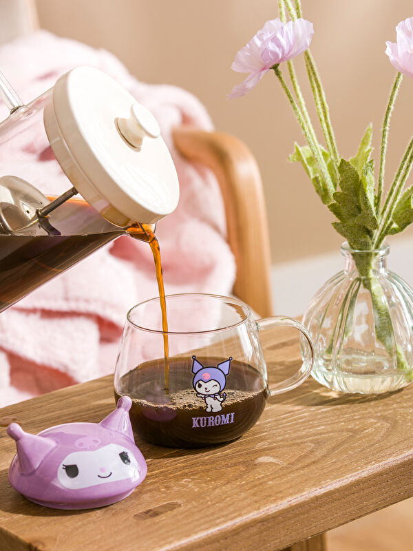 LCW HOME Tasse en verre imprimée Kuromi avec couvercle - 380 ml