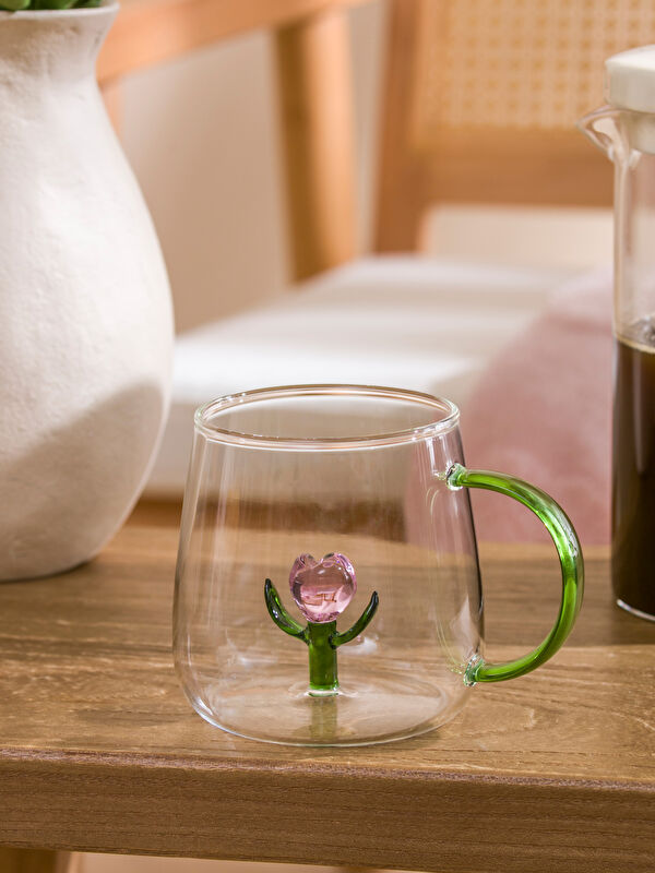 LCW HOME Gül Figürlü Cam Kupa 400 ml