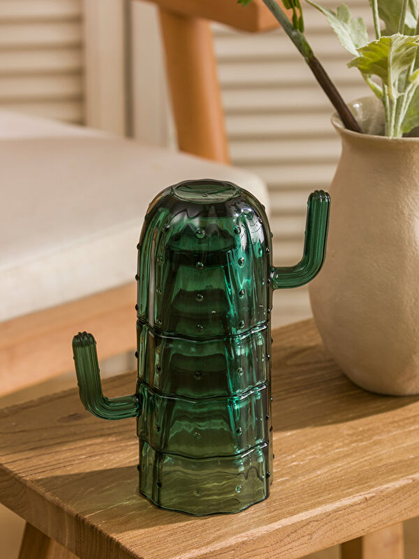 LCW HOME кактус бейнелі әйнек кружка жинағы 4 данадан тұратын 230 ml