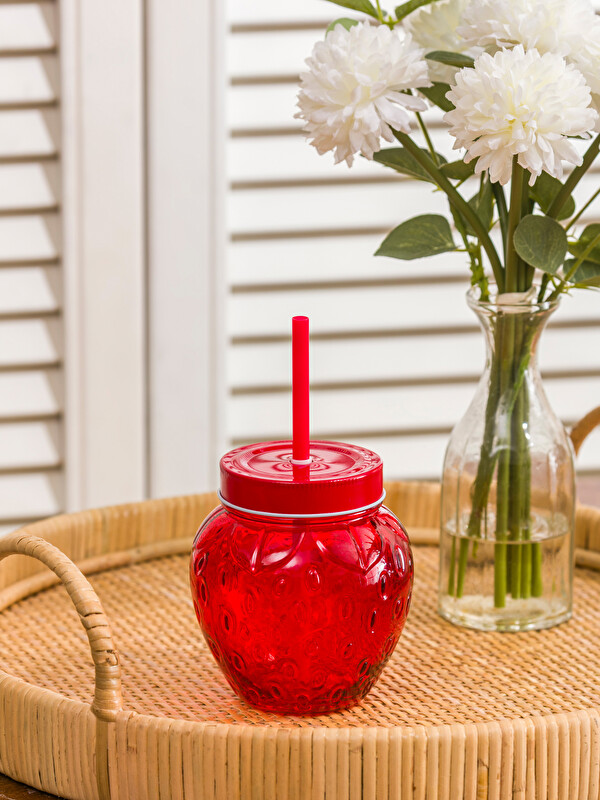 LCW HOME Verre à soda en verre avec paille motif fraise