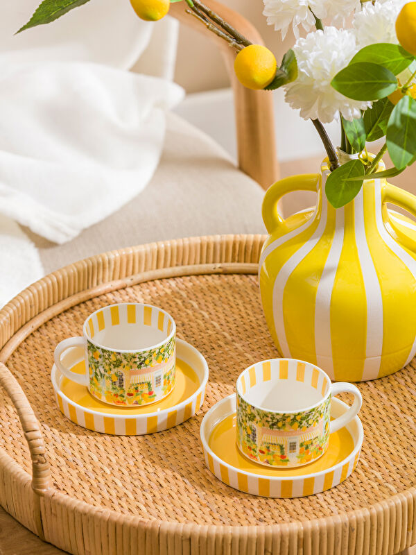 LCW HOME Baskılı 2 Kişilik Porselen Kahve Fincan Takımı 115 ml