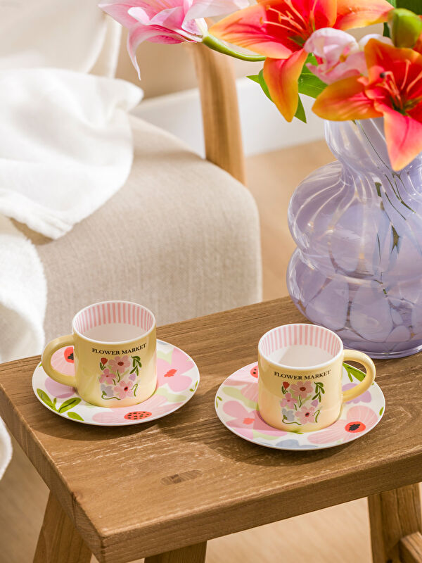 LCW HOME Baskılı 2 Kişilik Porselen Kahve Fincan Takımı 90 ml