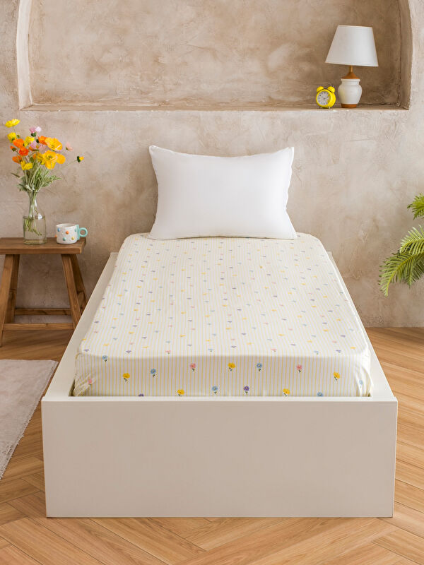 LCW HOME Çiçekli Tek Kişilik Lastikli Çarşaf