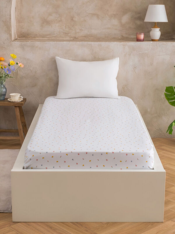 LCW HOME Çiçek Desenli Tek Kişilik Lastikli Çarşaf
