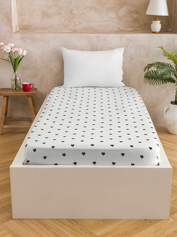 LCW HOME Kalp Baskılı Tek Kişilik Lastikli Çarşaf
