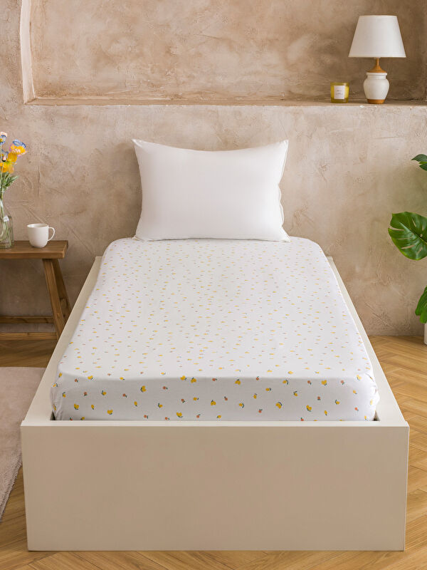 LCW HOME Limon Desenli Tek Kişilik Lastikli Çarşaf