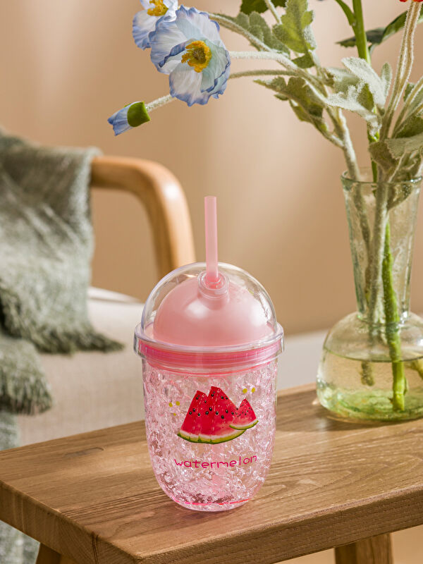 LCW HOME Karpuz Baskılı Pipetli Meşrubat Bardağı 450 ml