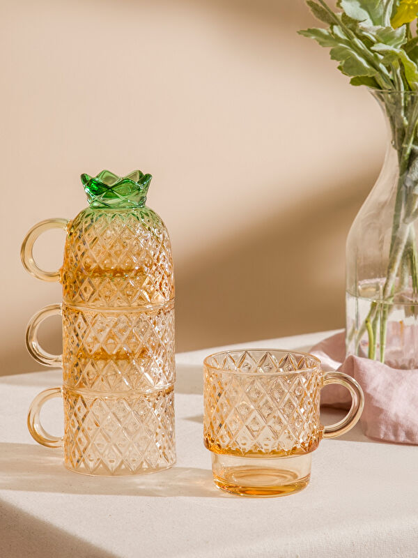 LCW HOME Ananas Figürlü Cam Bardak Seti 4'lü 220 ml