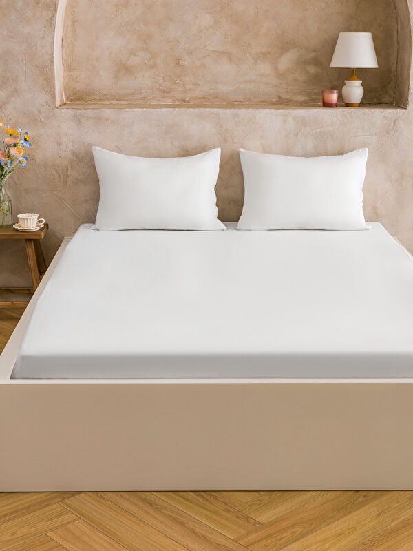 LCW HOME Poplin Çift Kişilik Lastikli Çarşaf 100x200x30 Cm