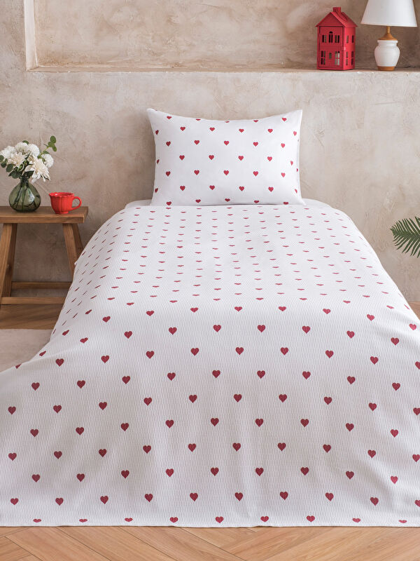 LCW HOME Kalp Desenli Tek Kişilik Pike Takımı