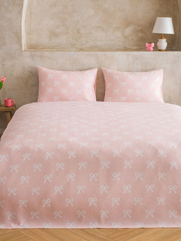 LCW HOME Fiyonk Desenli Pamuklu Çift Kişilik Pike Seti