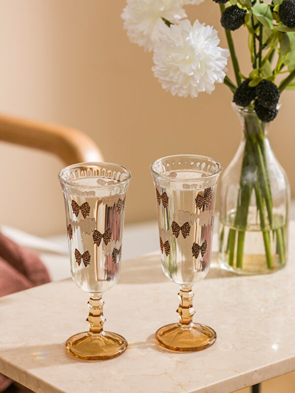LCW HOME Fiyonk Baskılı Ayaklı Cam Bardak Seti 2'li 120 ml