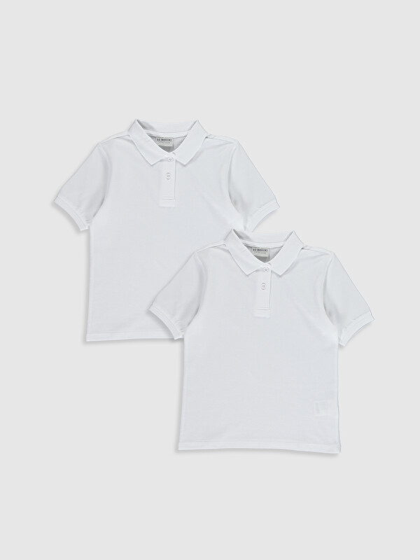 LCW Kids Polo Neck Short Sleeve Girls T-Shirt 2-Pack