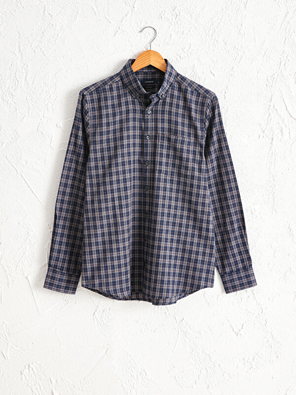 LCWAIKIKI Classic Regular Fit Long Sleeve Chequered Gabardine Shirt