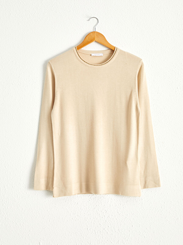 LCW Grace Crew Neck Long Sleeve Women Slim Knitwear Sweater