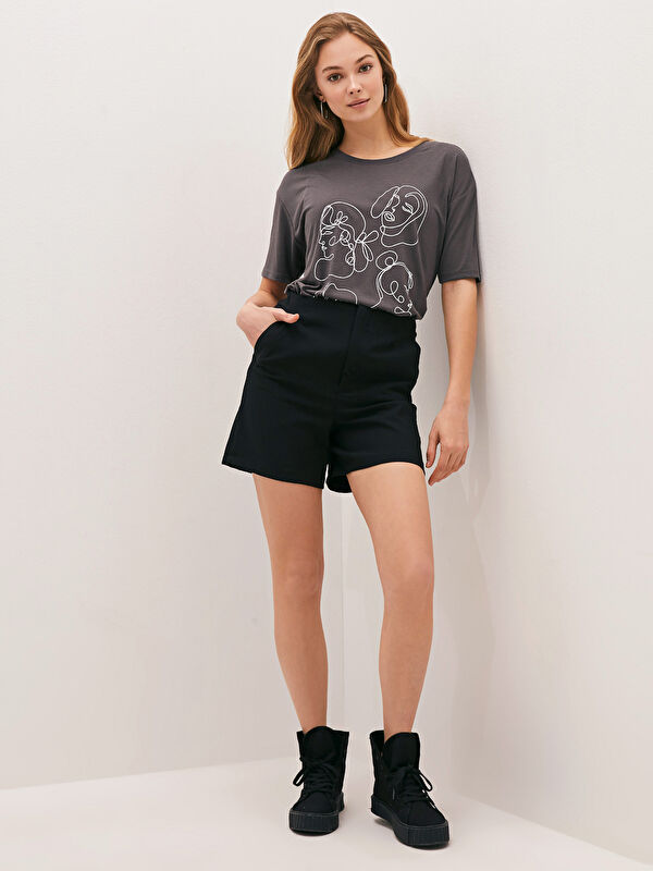 LCW Vision Elastic Waist Viscose Shorts