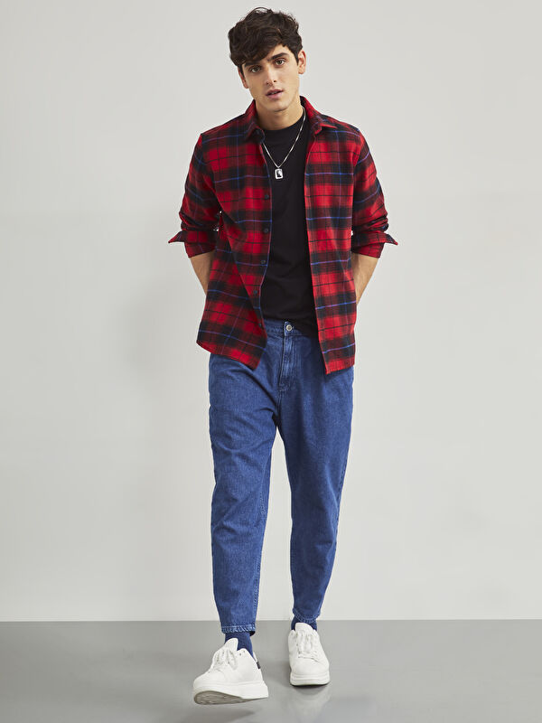 XSIDE Slim Fit Long Sleeve Plaid Men's Flannel Shirt