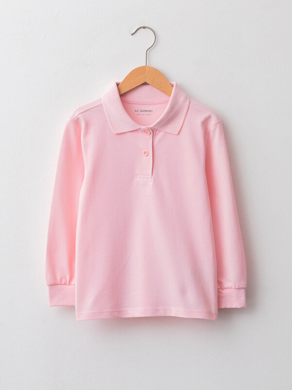 LCW Kids Polo Neck Basic Long Sleeve Girls' T-Shirt