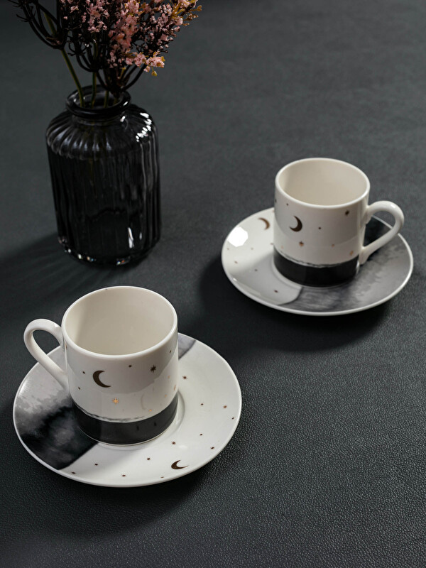 LCW HOME Printed Porcelain Turkish Coffee Cup Set of 2 5x5 Cm