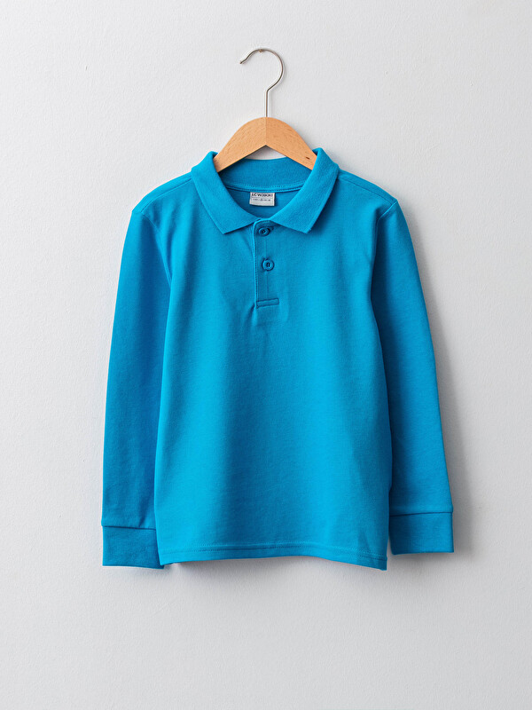LCW Kids Polo Yaka Basic Uzun Kollu Erkek Çocuk Tişört