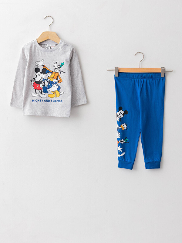 LCW baby Crew Neck Long Sleeve Disney Printed Cotton Baby Boy Pajamas Set