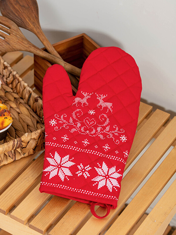 LCW HOME New Year Themed Printed Gabardine Oven Glove