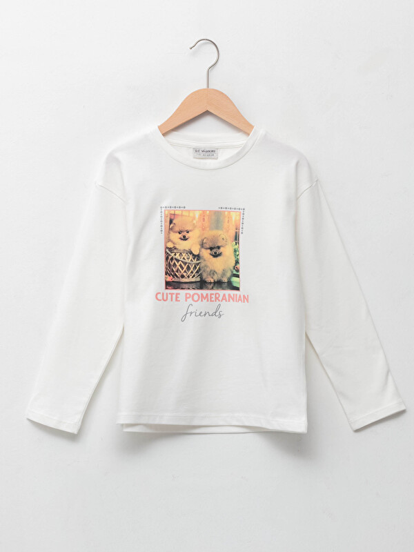 LCW Kids T-shirt à Manches Longues Imprimé à Col Rond pour Filles