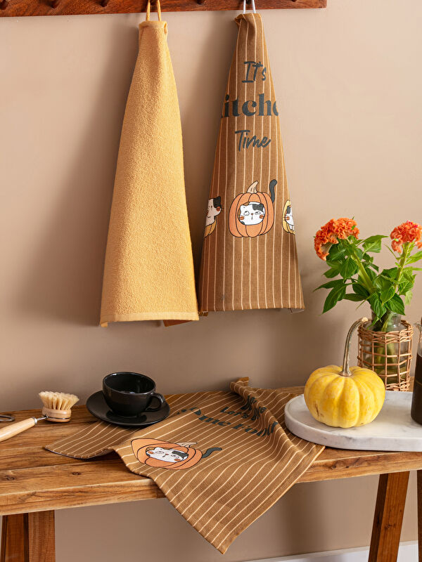 福袋 オンライン LCW -W3FU27Z8-F9C 3 of Set Towel Tea Patterned Pumpkin HOME 時計