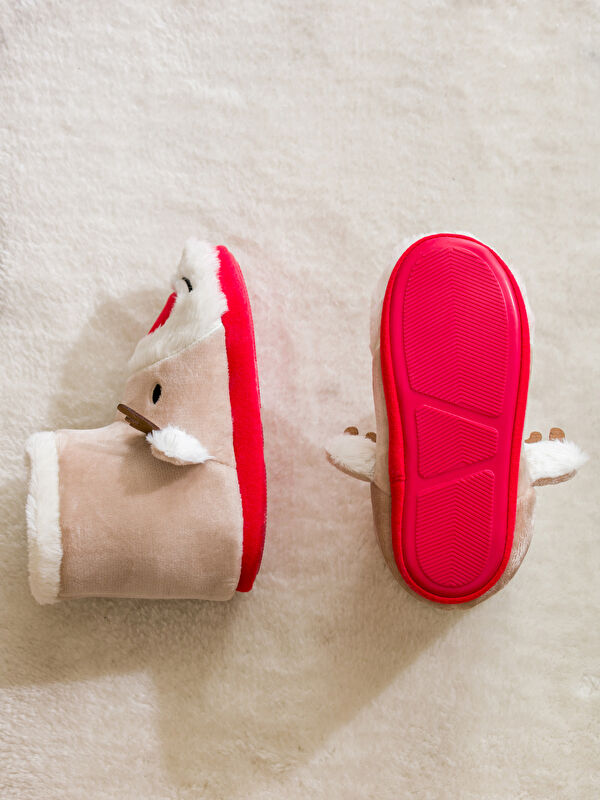 Geyik Nakışlı Pelüş Kadın Ev Botu - Görsel 5