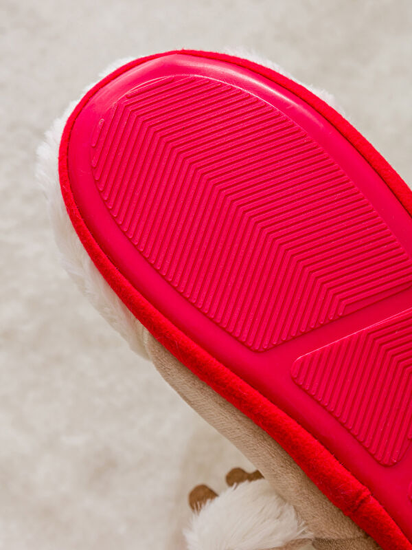 Geyik Nakışlı Pelüş Kadın Ev Botu - Görsel 6