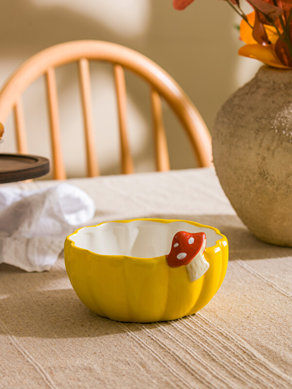 LCW HOME Mushroom Patterned Ceramic Bowl 15 cm