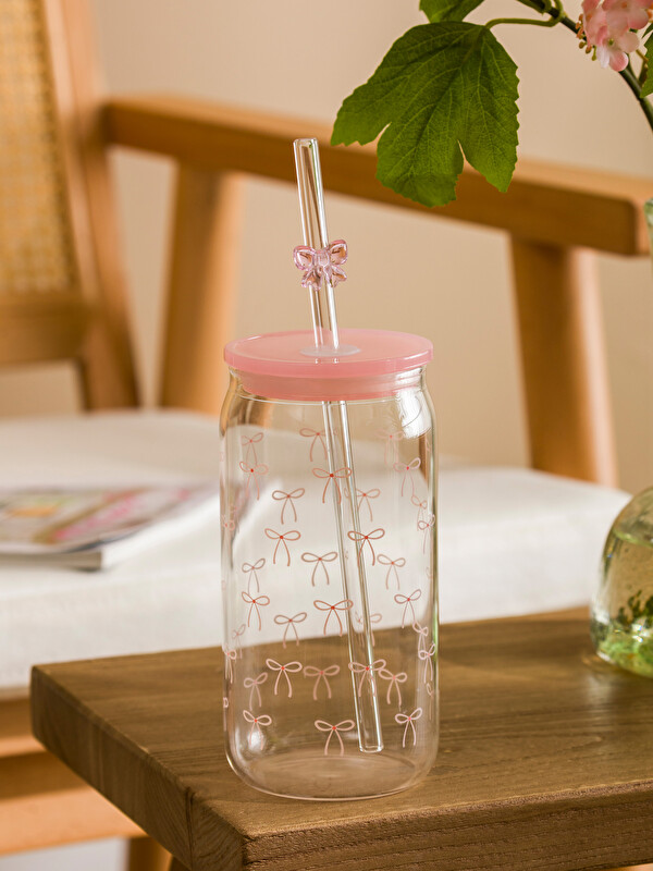 LCW HOME Glass Cup with Straw 480 ml