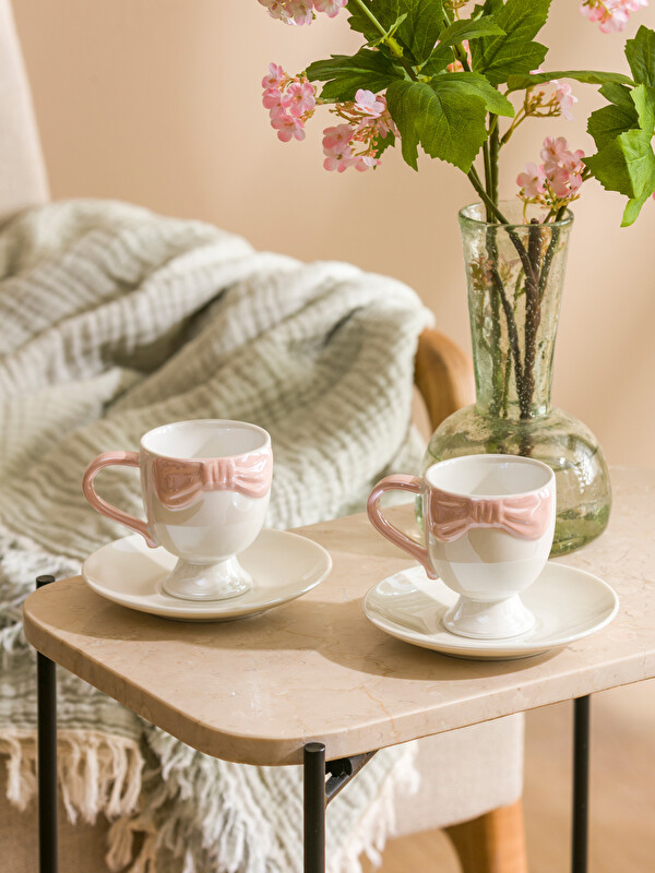 LCW HOME Fiyonk Baskılı 2 Kişilik Porselen Kahve Fincan Takımı 90 ml