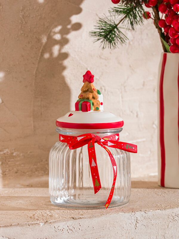 LCW HOME Yılbaşı Temalı Desenli Cam Kavanoz 20 cm
