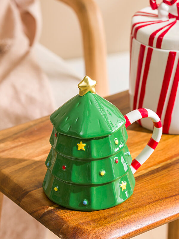 LCW HOME New Year Tree Shaped Ceramic Mug 407 Ml