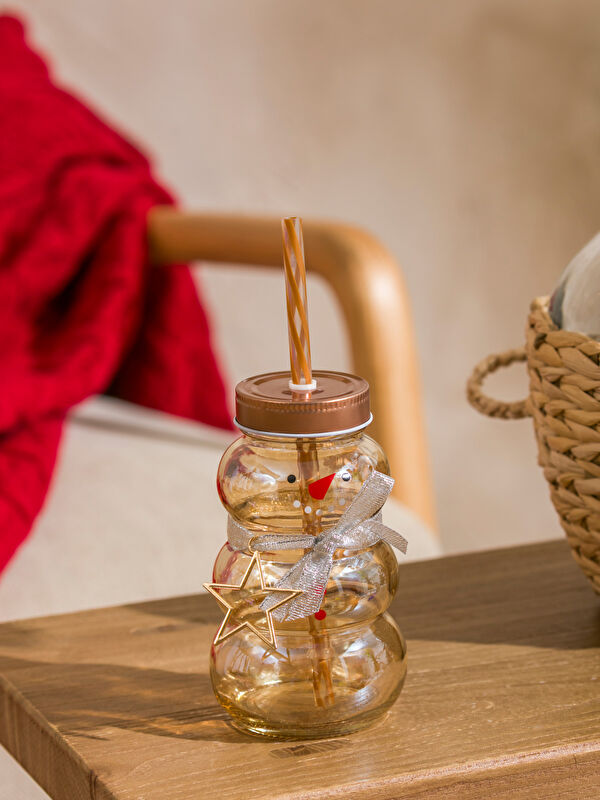 LCW HOME Snowman Figured Glass with Straw 250 ml