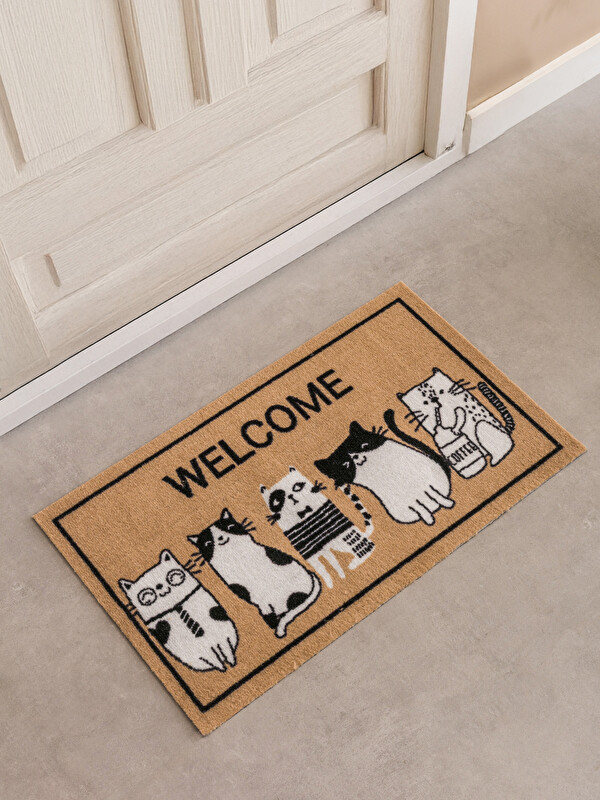 LCW HOME Πατάκι Πόρτας Με Εκτύπωση Γάτας 45x75 Cm