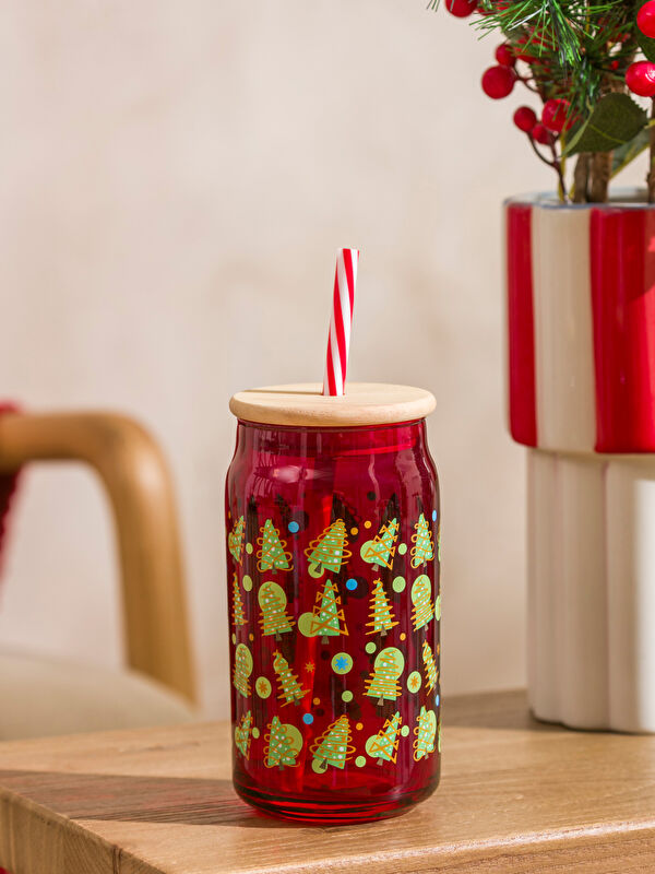 LCW HOME Printed Glass with Straw 450 ml