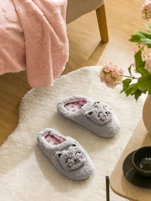LCW STEPS Kedi Nakışlı Kadın Ev Terliği