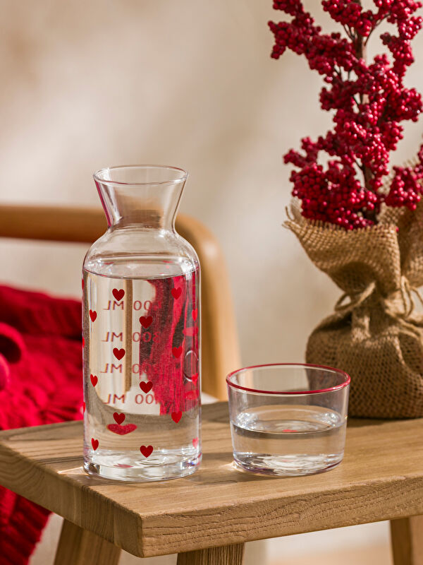 LCW HOME Heart Printed Glass Pitcher 700 ml