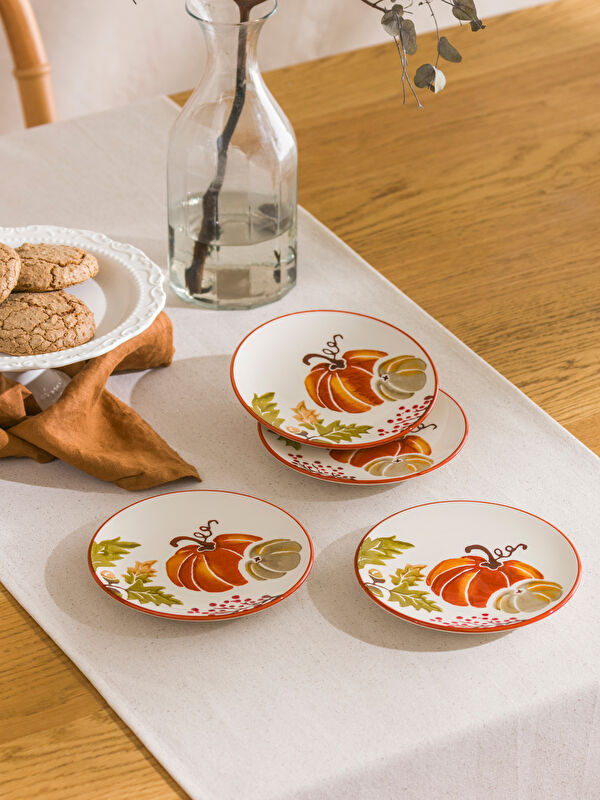 LCW HOME Printed Ceramic Cake Plate 4-pack 16 cm