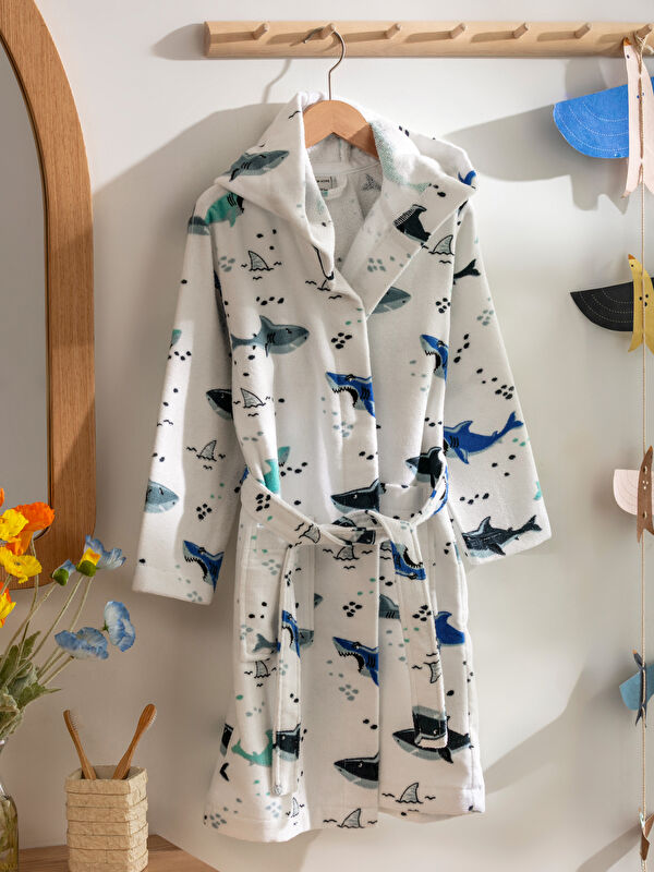 LCW HOME Baskılı Kapüşonlu Erkek Çocuk Bornoz