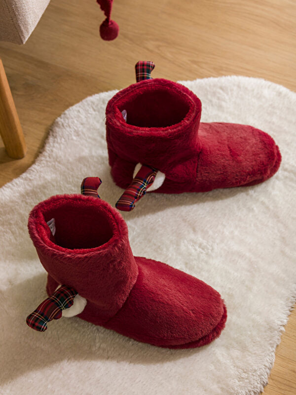 Yılbaşı Temalı Kadın Pelüş Ev Botu Panduf - Görsel 3