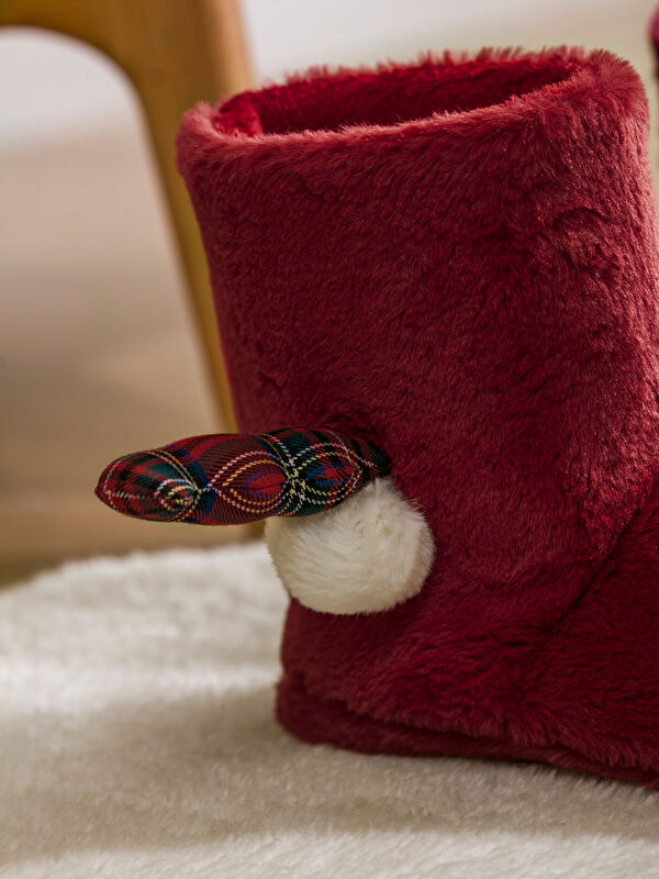 Yılbaşı Temalı Kadın Pelüş Ev Botu Panduf - Görsel 4